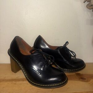 Dr. Martens Jinelle Black Leather Heeled 3 Eye Oxford